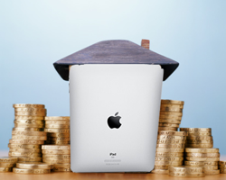 iPad Wealth and Riches ipad and gold coins